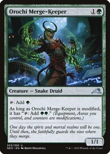 Orochi Merge-Keeper, Magic card NEO 203 — Kamigawa: Neon Dynasty set
