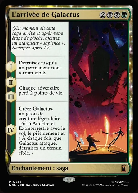 L'arrivée de Galactus, carte Magic MSH 212 — extension Marvel Super Heroes