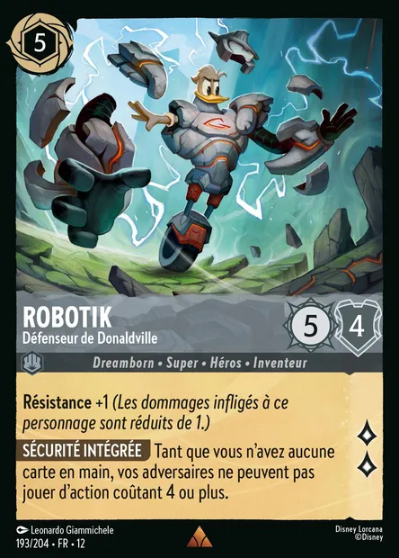 Robotik - Défenseur de Donaldville, carte Disney Lorcana CH12-193 — extension Contrées Inconnues