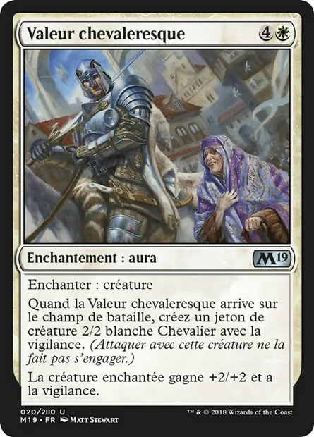 Valeur chevaleresque, carte Magic M19 20 — extension Core Set 2019