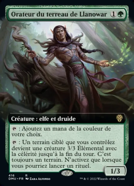 Orateur du terreau de Llanowar, carte Magic DMU 416 — extension Dominaria Uni