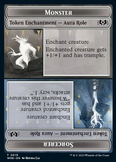 Monster // Sorcerer, carte Magic TWOE 15 — extension Wilds of Eldraine Tokens