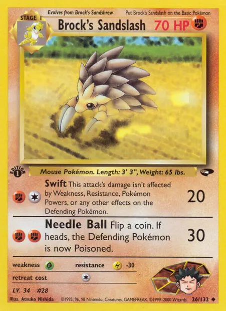 Brock's Sandslash, Pokémon card GC 36 — Gym Challenge set