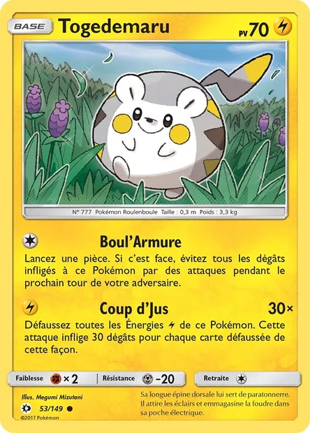 Togedemaru, carte Pokémon SUM 53 — extension Soleil et Lune