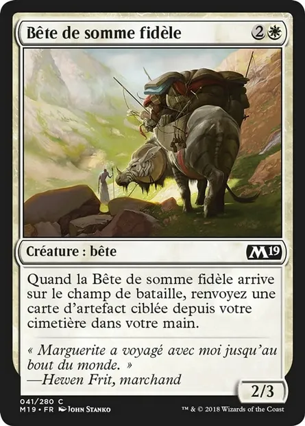 Bête de somme fidèle, carte Magic M19 41 — extension Core Set 2019