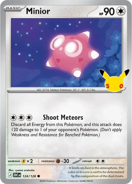 Minior, Pokémon card 30C 124 — 30th Celebration set