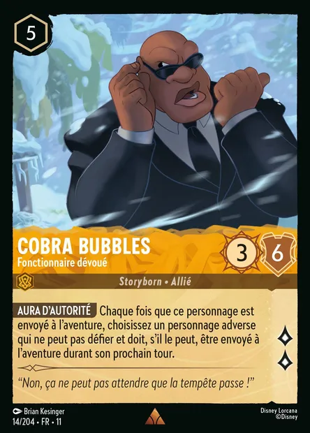 Cobra Bubbles - Fonctionnaire dévoué, carte Disney Lorcana CH11-014 — extension Givresort