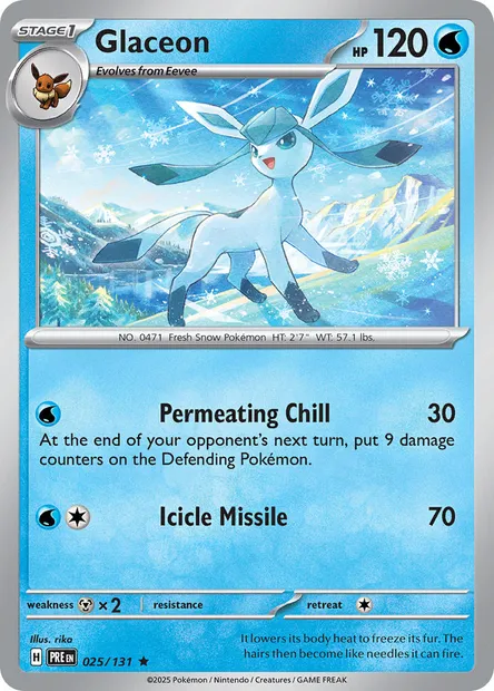 Glaceon, Pokémon card PRE 025 — Prismatic Evolutions set