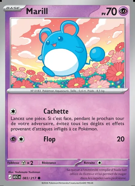 Marill, carte Pokémon ASC 083 — extension Héros Transcendants