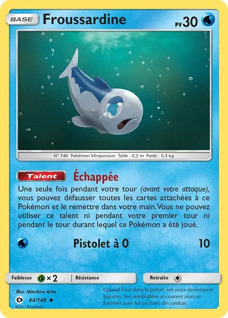 Froussardine, carte Pokémon SUM 44 — extension Soleil et Lune