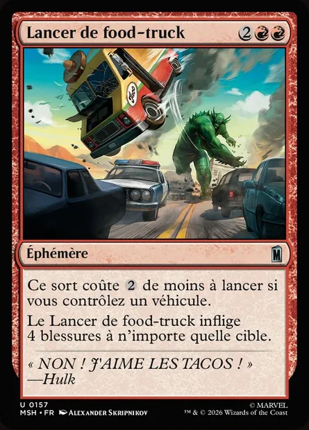 Lancer de food-truck, carte Magic MSH 157 — extension Marvel Super Heroes