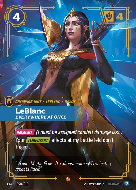 LeBlanc, carte Riftbound UNL 090 — extension Unleashed