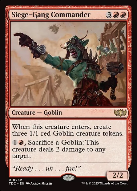 Siege-Gang Commander, Magic card TDC 232 — Tarkir: Dragonstorm Commander set