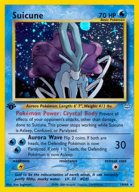 Suicune, Pokémon card NR 14 — Neo Revelation set