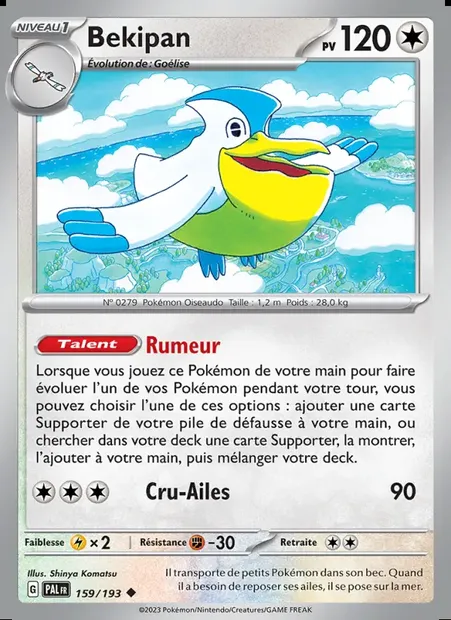 Bekipan, carte Pokémon PAL 159 — extension Évolutions à Paldea