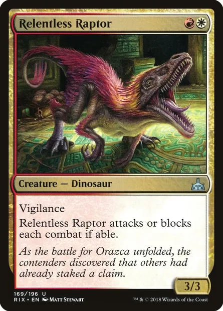 Relentless Raptor, Magic card RIX 169 — Rivals of Ixalan set