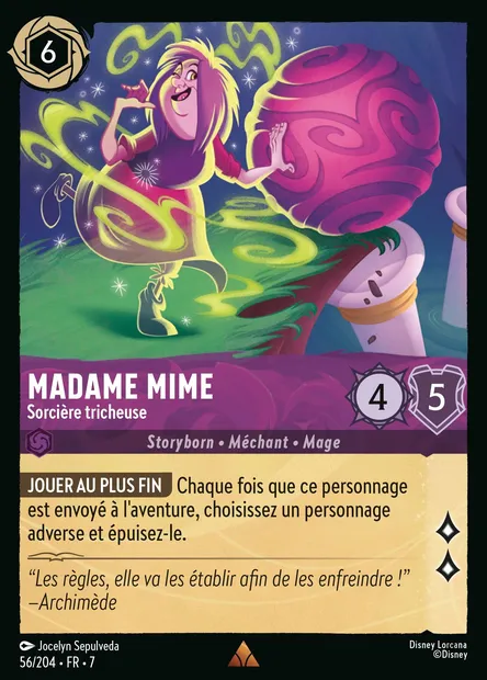 Madame Mime - Sorcière tricheuse, carte Disney Lorcana CH7-056 — extension L'île d'Archazia