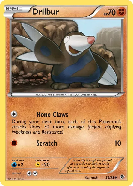 Drilbur, Pokémon card EPO 54 — Emerging Powers set