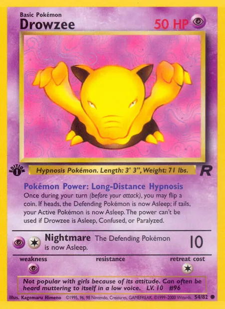 Drowzee, Pokémon card TR 54 — Team Rocket set