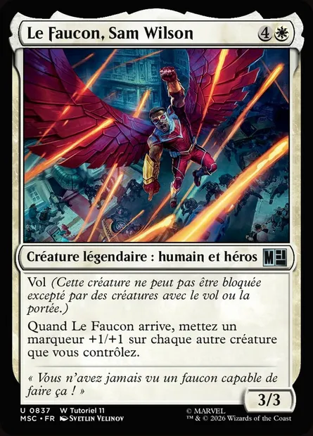 Le Faucon, Sam Wilson, carte Magic MSC 837 — extension Marvel Super Heroes Commander