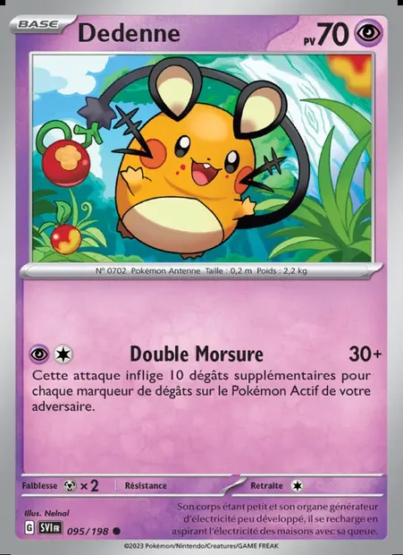 Dedenne, carte Pokémon SVI 095 — extension Écarlate et Violet