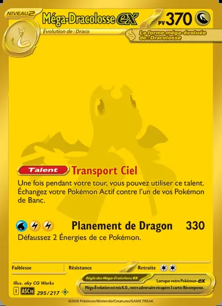 Méga-Dracolosse-ex, carte Pokémon ASC 295 — extension Héros Transcendants