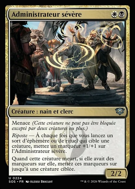 Administrateur sévère, carte Magic SOS 224 — extension Secrets of Strixhaven