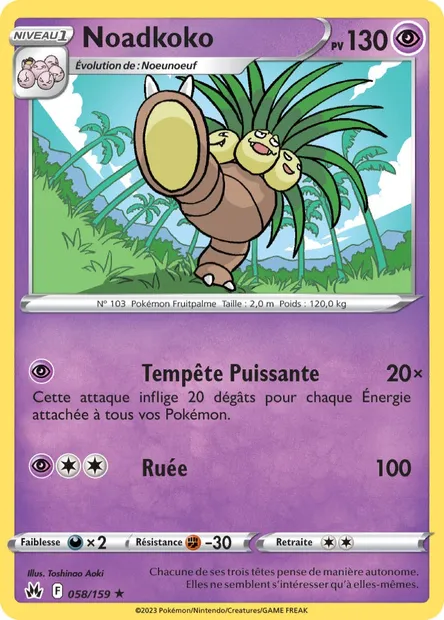 Noadkoko, carte Pokémon CRZ 058 — extension Zénith Suprême