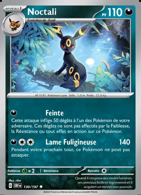 Noctali, carte Pokémon OBF 130 — extension Flammes Obsidiennes