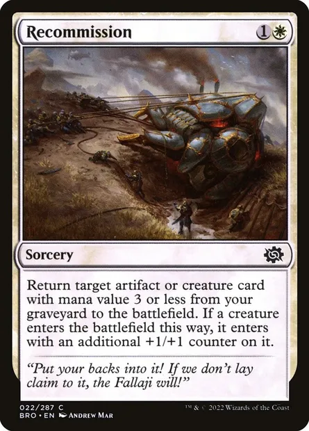 Recommission, Magic card BRO 22 — The Brothers' War set