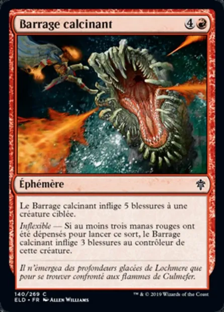 Barrage calcinant, carte Magic ELD 140 — extension Throne of Eldraine
