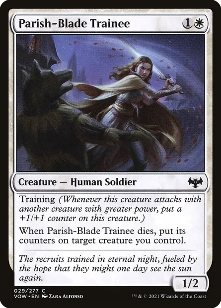 Parish-Blade Trainee, Magic card VOW 29 — Innistrad: Crimson Vow set