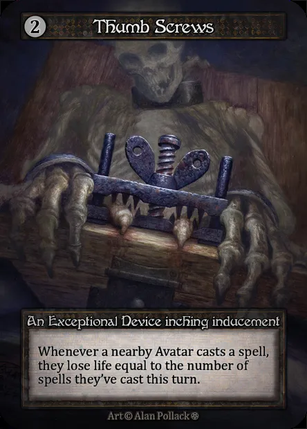 Thumb Screws, Sorcery card GOT 350 — Gothic set