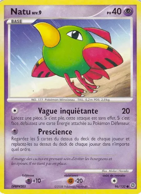 Natu, carte Pokémon SW 96 — extension Merveilles Secrètes