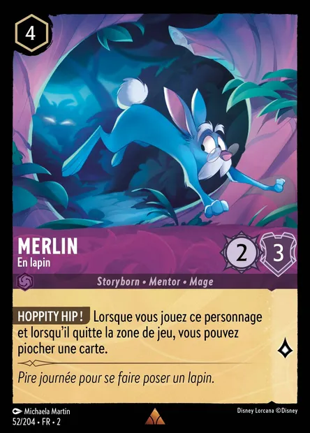 Merlin - En lapin, carte Disney Lorcana CH2-052 — extension L'Ascension des Floodborn