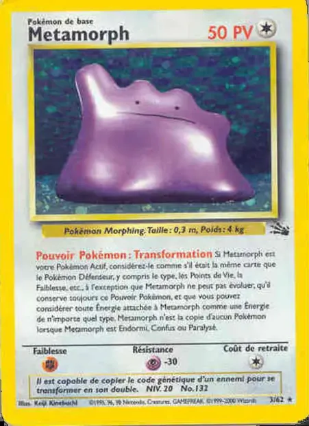 Métamorph, carte Pokémon FO 3 — extension Fossile