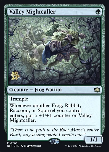Valley Mightcaller, Magic card PBLB 202s — Bloomburrow Promos set