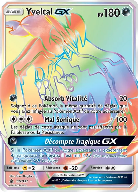 Yveltal GX, carte Pokémon FLI 137 — extension Lumière Interdite