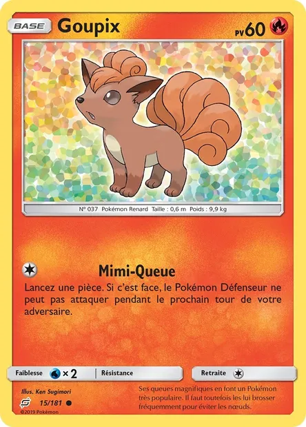 Goupix, carte Pokémon TEU 15 — extension Duo de Choc