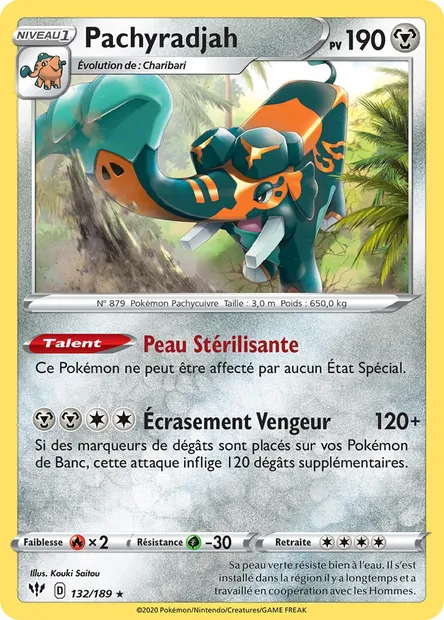 Pachyradjah, carte Pokémon DAA 132 — extension Ténèbres Embrasées