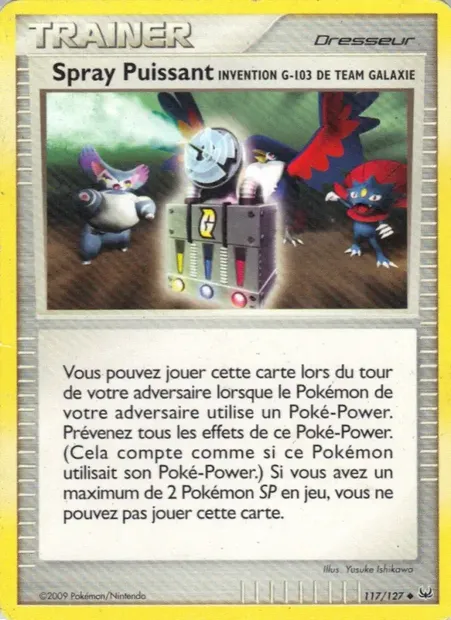 Spray Puissant Invention G-103 de Team Galaxie, carte Pokémon PL 117 — extension Platine