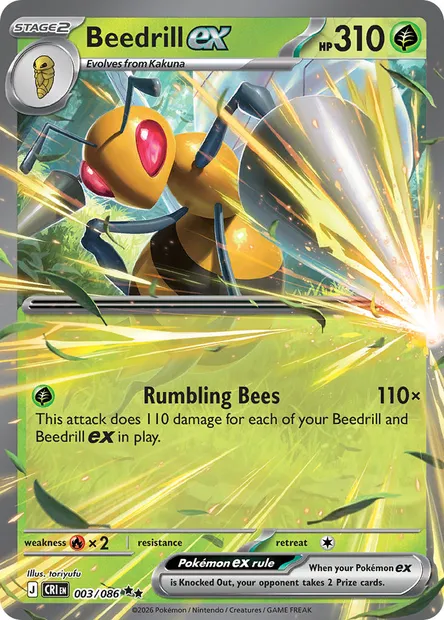 Beedrill ex, Pokémon card CRI 003 — Chaos Rising set