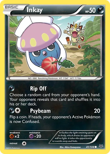 Inkay, Pokémon card ROS 41 — Roaring Skies set