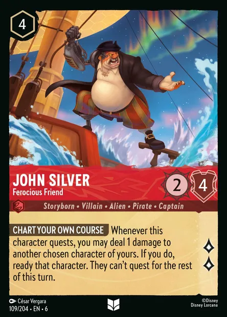 John Silver - Ferocious Friend, Disney Lorcana card CH6-109 — Azurite Sea set