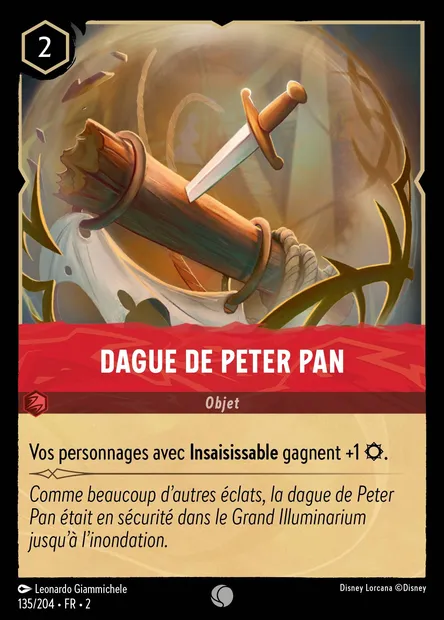 Dague de Peter Pan, carte Disney Lorcana CH2-135 — extension L'Ascension des Floodborn