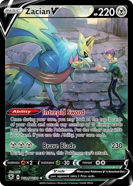Zacian V, Pokémon card ASR TG21 — Astral Radiance set