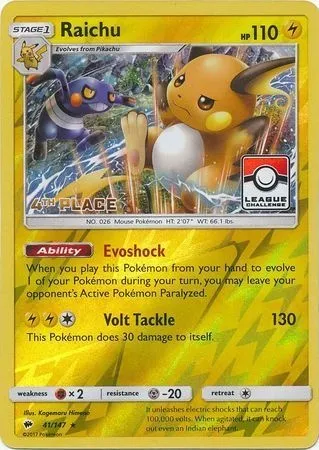 Raichu, carte Pokémon LGP 041-4 — extension League Promos