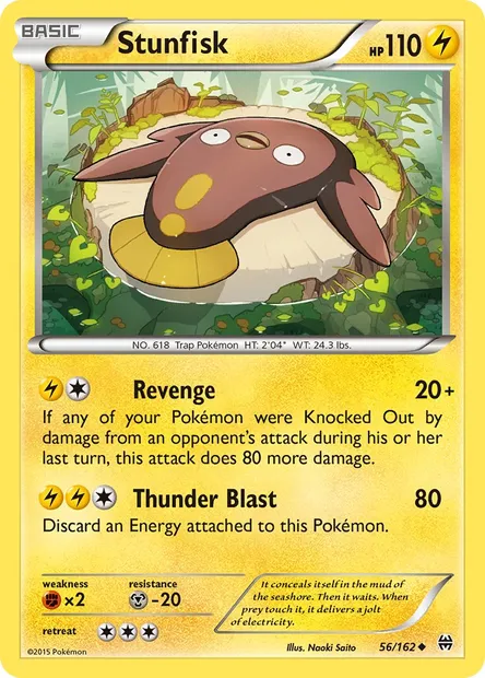 Stunfisk, Pokémon card BKT 56 — BREAKthrough set