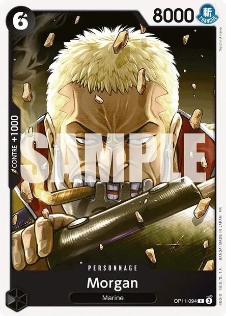Morgan, carte One Piece OP11-094 — extension DES POINGS VIFS COMME L'ÉCLAIR