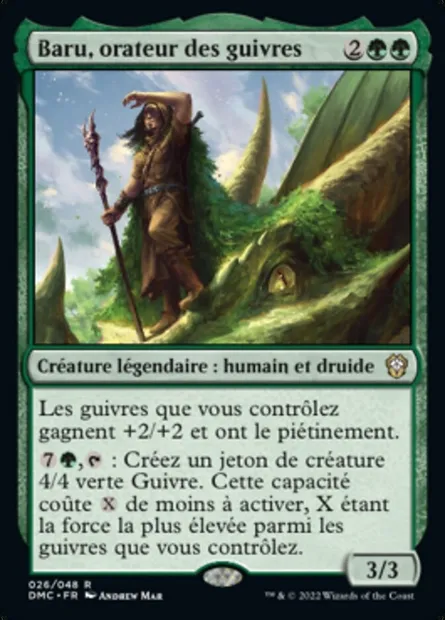 Baru, orateur des guivres, carte Magic DMC 26 — extension Dominaria United Commander
